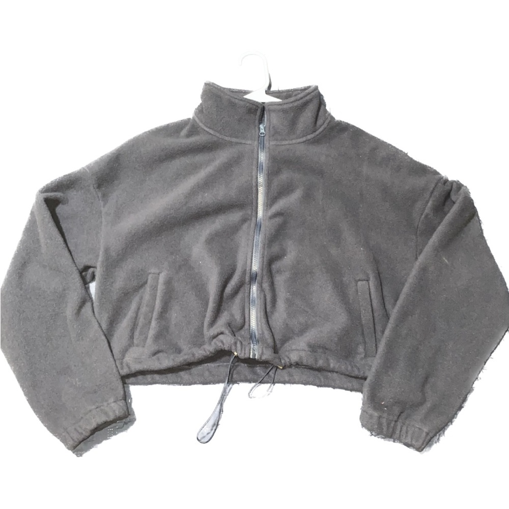 Navy Blue Soft Crop Zip Up